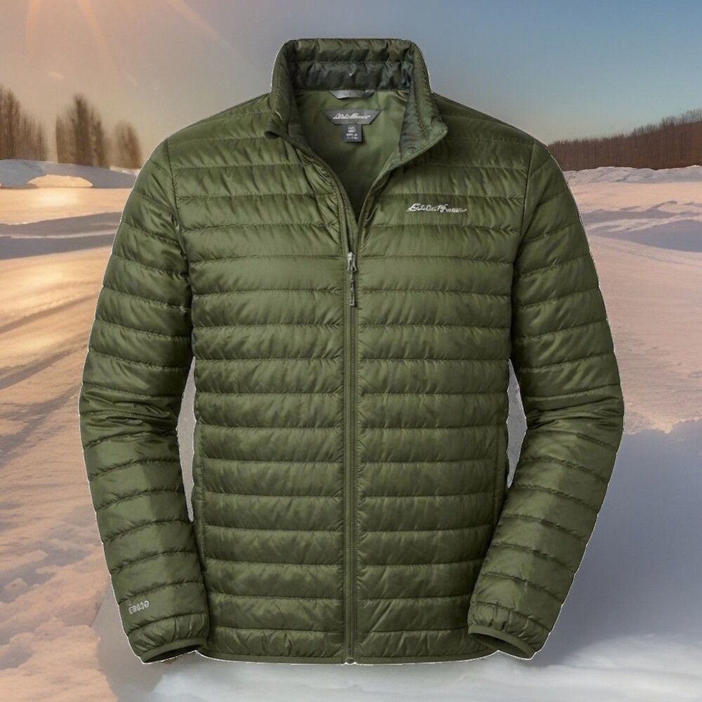Eddie Bauer Jacket Men’s XXL Green  EB650 Goose Down Puffer Full Zip Quilted